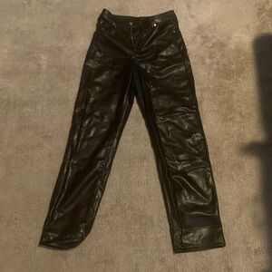 Black Pleather High Rise Jeans